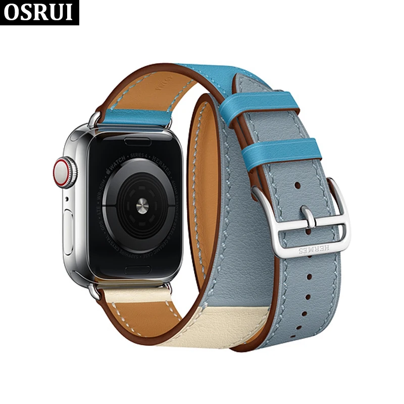 Ремешок для часов Apple Watch 44 мм 40 ремешок correa iwatch 42 38 5 4 3 2 кожаный двойной тур