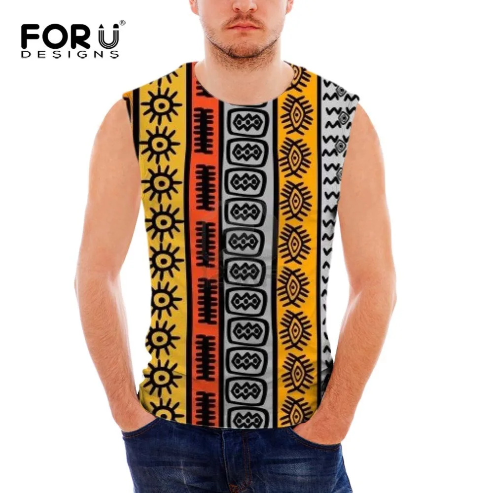 FORUDESIGNS/Летняя майка для мужчин одежда и фитнес африканские принты мужские