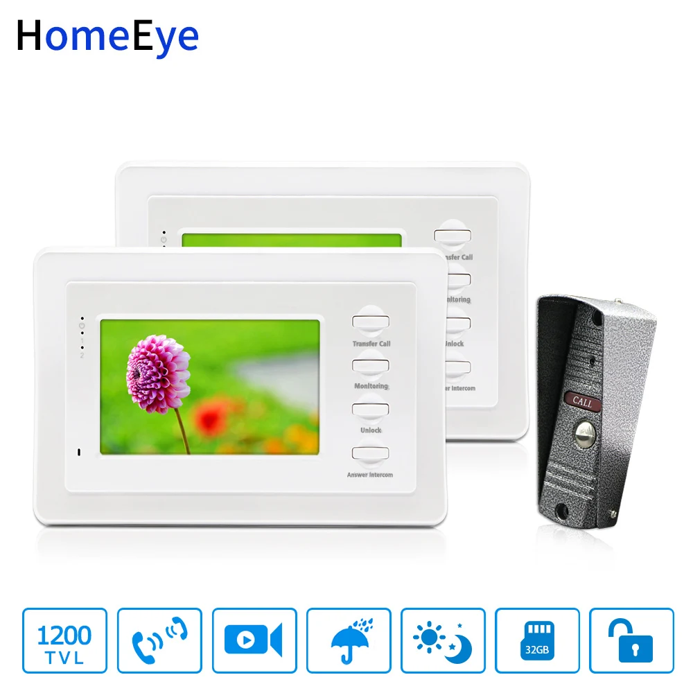HomeEye 4 ''видеодомофон дверной звонок 1200TVL камера внутренний монитор OSD Система