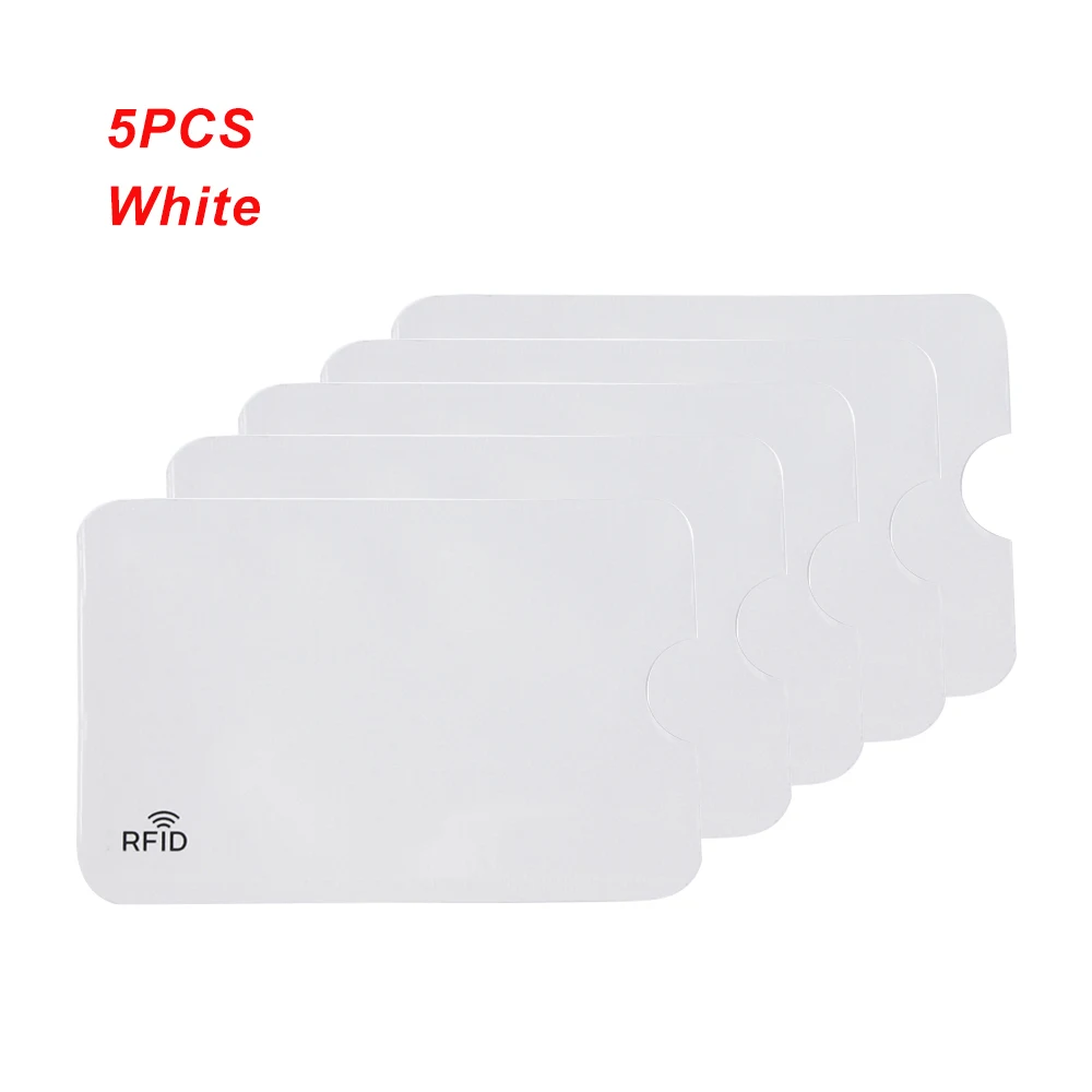 white 5 шт./упак. алюминия Smart безопасности Защита от кражи RFID Бумажник для кредитных держатель для карт протектор Блокировка Чехол банковской карты защитный чехол Крышка - Color: white