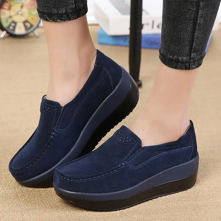 Platform shoes woman fashion sneakers women genuine leather casual women shoes round toe Loafers ladies flat shoes women