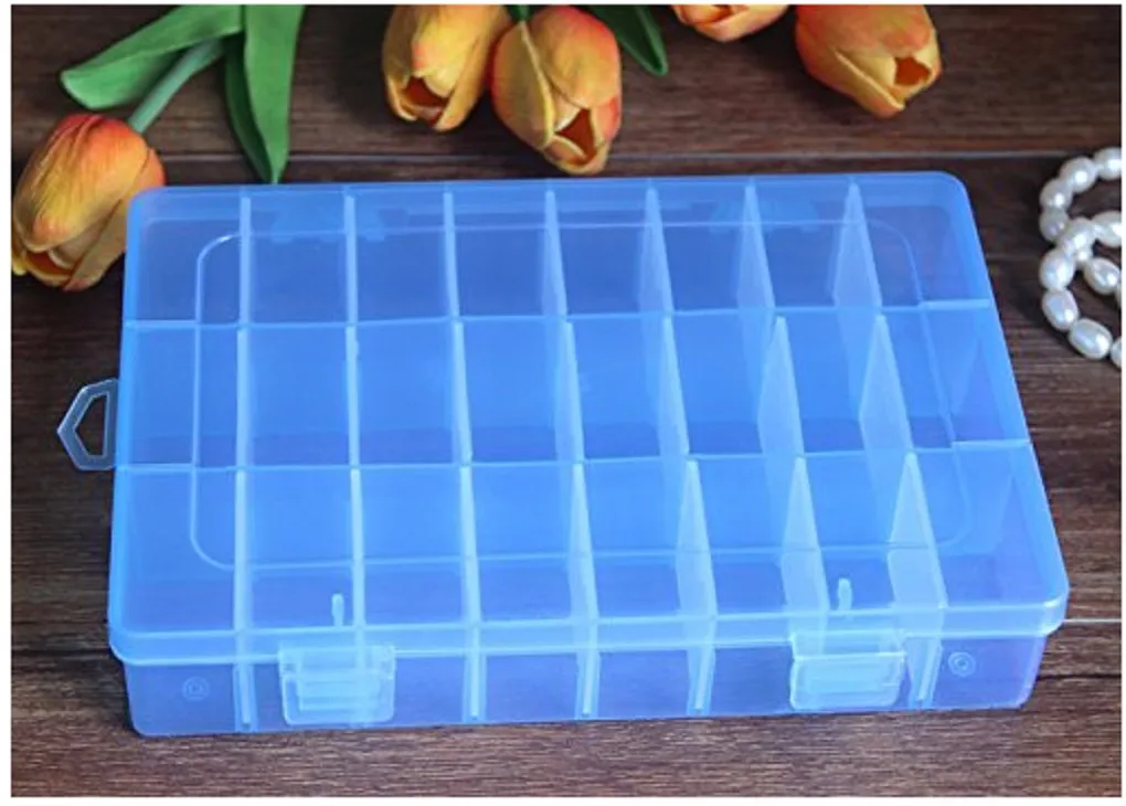 Blue 24 Grids Полезная домашняя коробка для хранения Модные женские ювелирные изделия из бисера винт Органайзер контейнер несколько размеров на выбор - Цвет: Blue 24 Grids