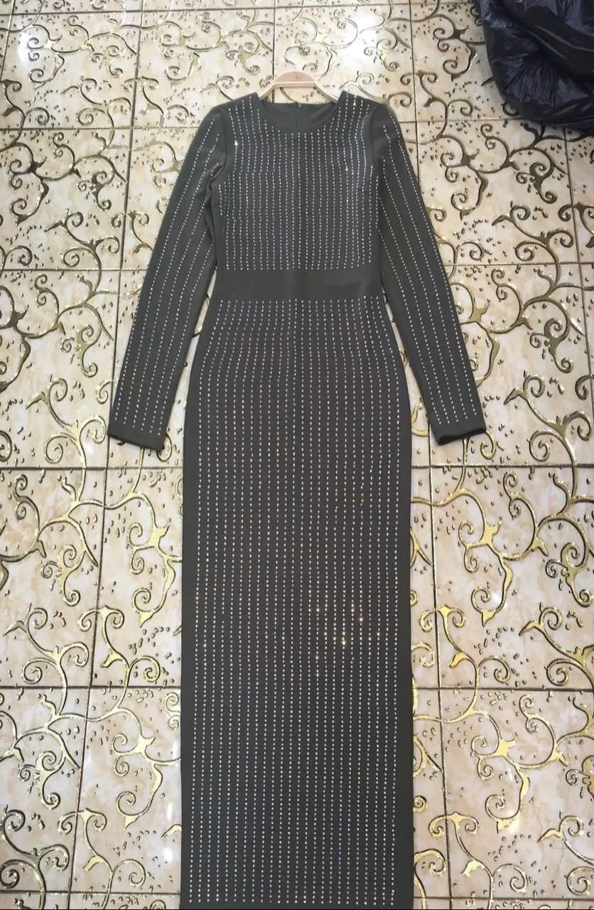 4 цвета Для женщин Роскошные пикантные с длинными рукавами со стразами по колено