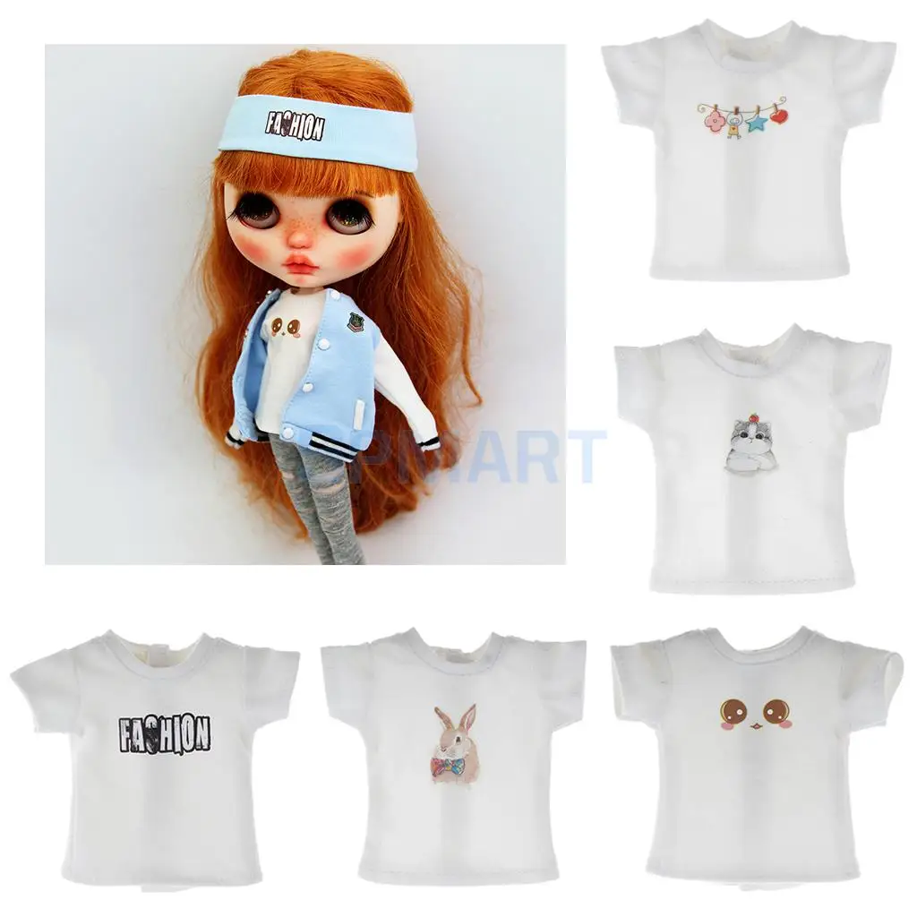 Симпатичная Модная хлопковая кукольная Футболка с принтом кота/кролика/вешалки