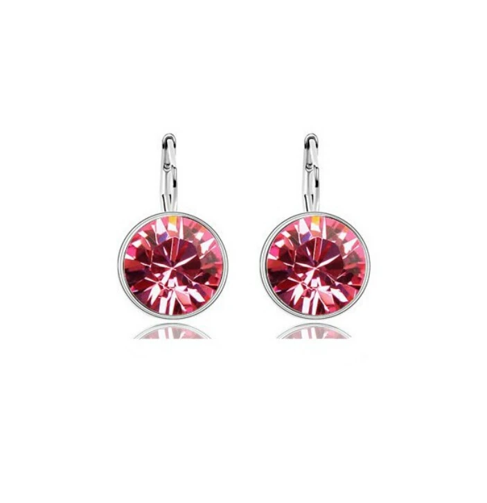 rose red OMH, купить 5 пар, 20% 9 цветов, 18 К, белое золото, австрийские кристаллы, модные хрустальные карамельные свисающие серьги,, EH164 - Окраска металла: rose red