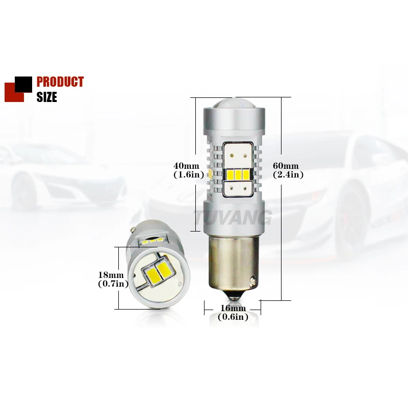 2x BA15S P21W Автомобильный задний фонарь 1156 светодиодный S25 3020 14SMD теплый белый
