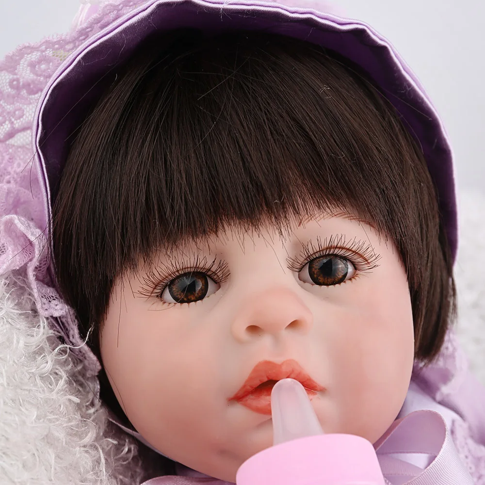 Reborn Baby Doll игрушки для девочек 47 см полностью виниловые реалистичные фиолетовые