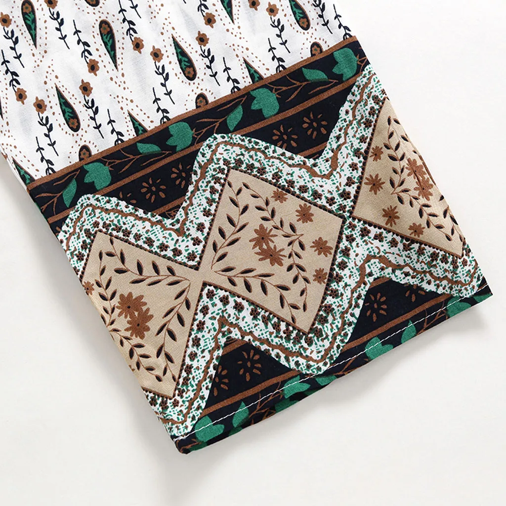 SAGACE/свободные штаны для девочек в этническом стиле брюки с принтом широкие