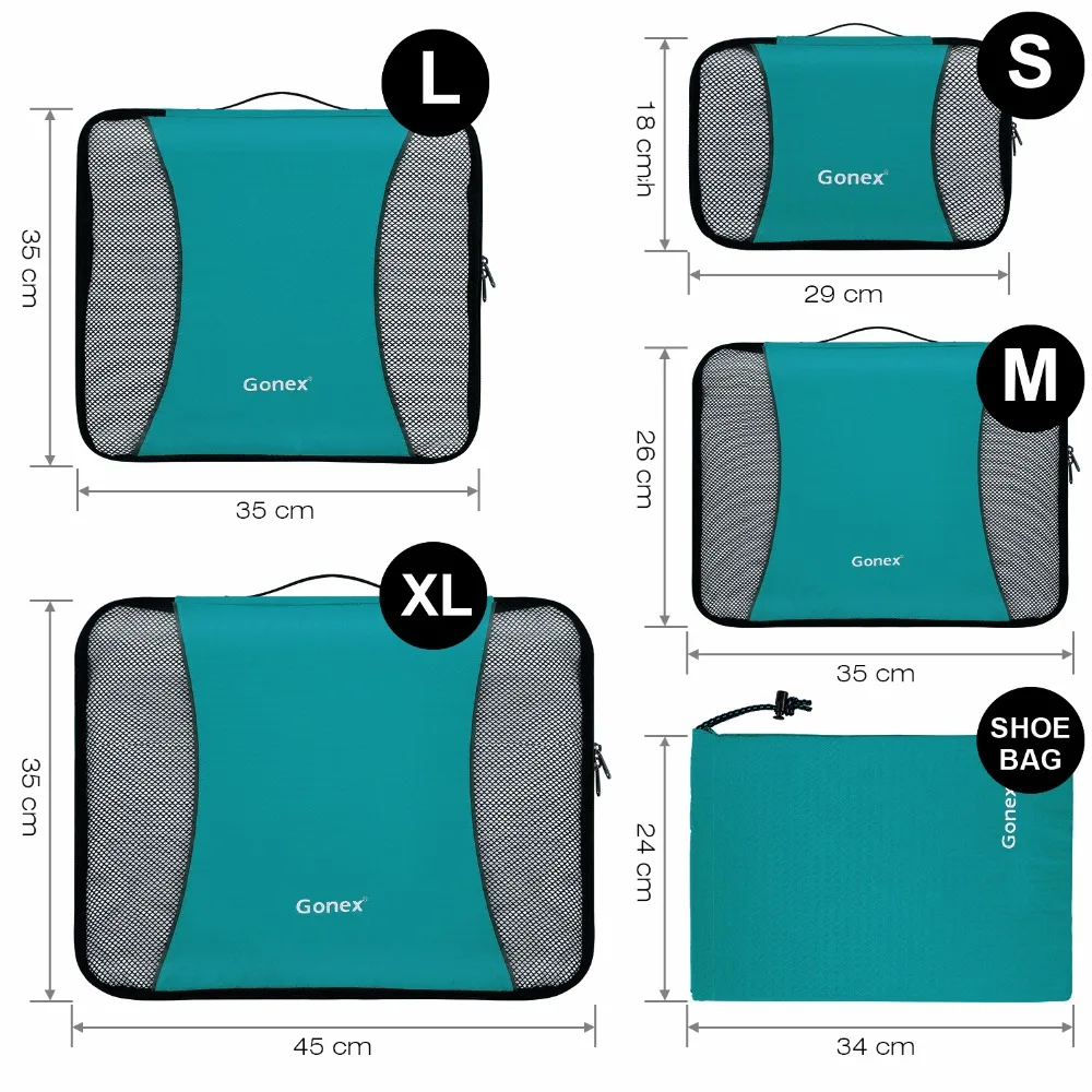 Gonex 5 шт./компл. дорожная сумка для хранения Чемодан органайзер багажа Висячие Ziplock