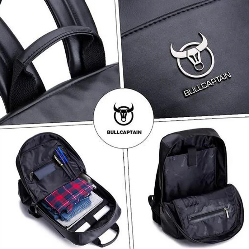 

BULLCAPTAIN Men Knapsack Original 15inch Laptop backpack men Genuine Leather Fashion backpack 18L Travel casual backpack