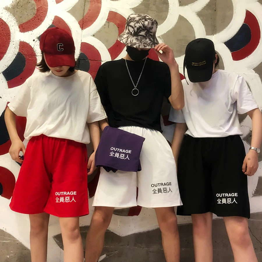 Летние свободные женские шорты спортивные с высокой талией в стиле Харадзюку