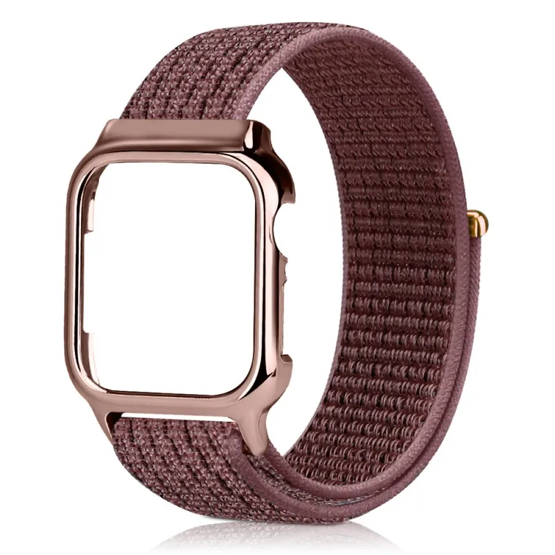 Purple 40 мм, 44 мм, ремешок с рамкой для Apple Watch, серия 4, новинка, нейлоновая Спортивная петля, магнитная застежка, Iwatch, браслет, защитный чехол, крышка - Цвет ремешка: Purple