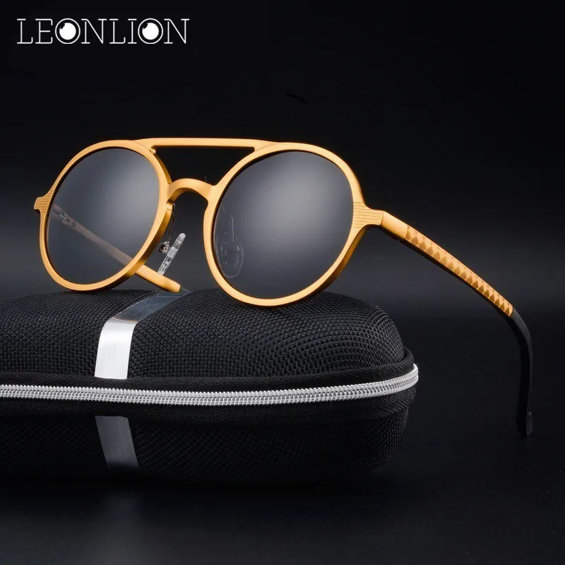 Солнцезащитные очки LeonLion поляризационные UV400 Мужские круглые в металлической