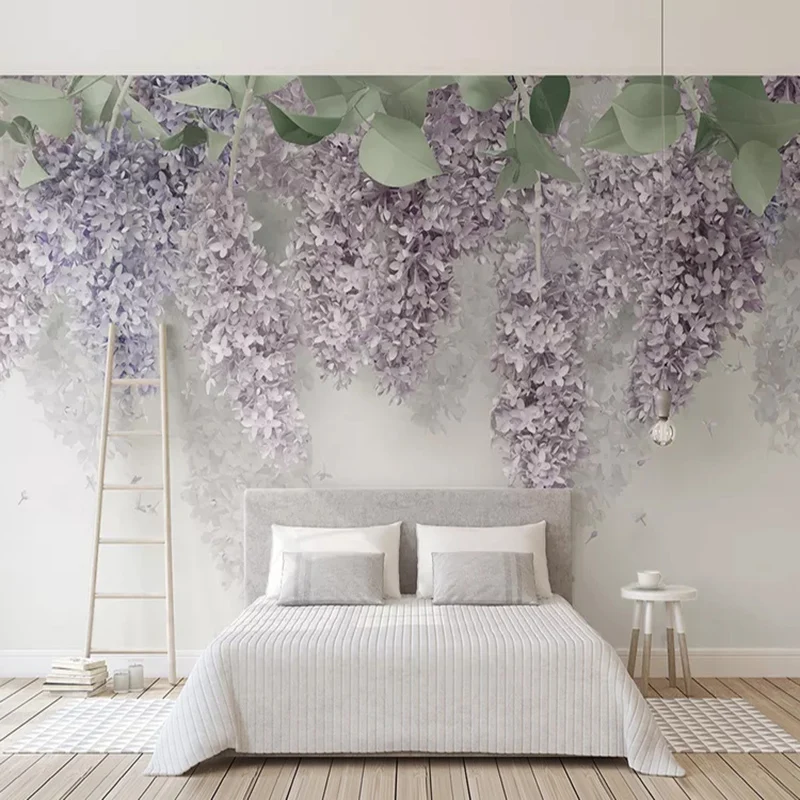 

Photo Wallpaper 3D Purple Wisteria Flower Murals Wedding House Living Room Romantic Home Decor Wall Paper For Walls 3D Frescoes
