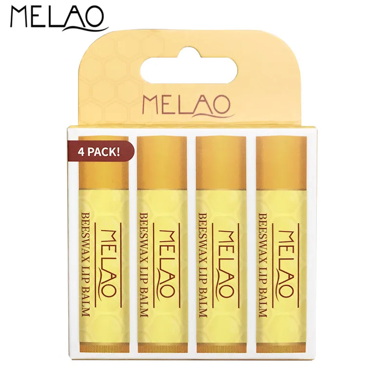 MELAO 4 шт./лот пчелиный воск бальзам для губ высоко питательный 100% натуральный