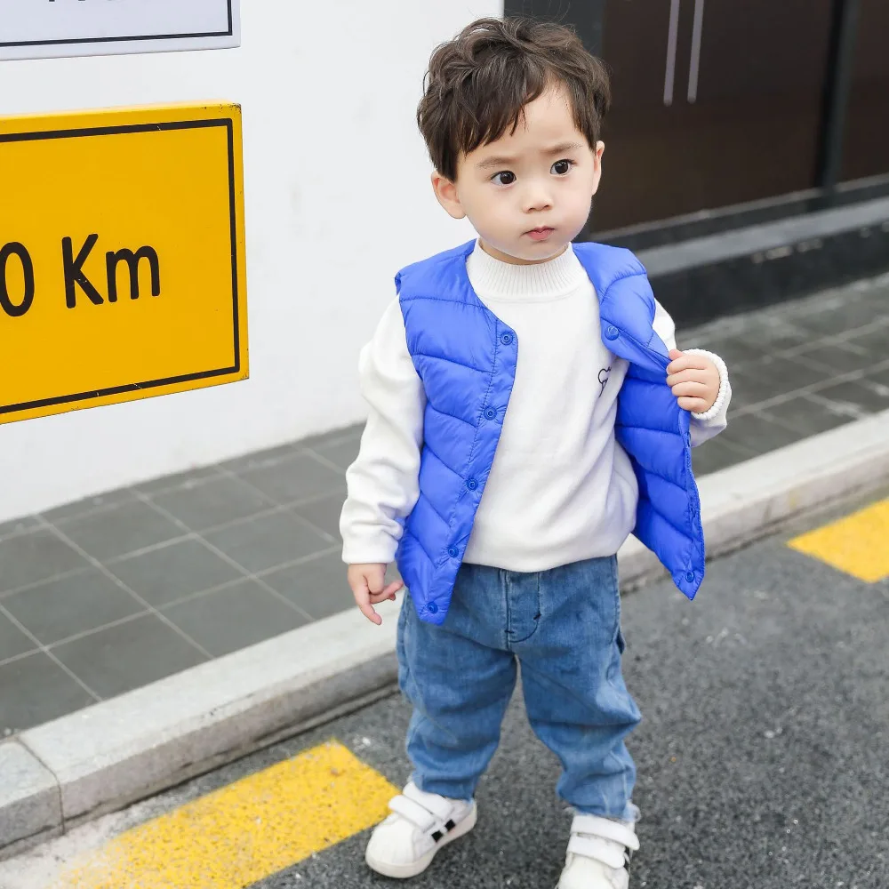 Autumn Winter Waistcoat Boys Girls Baby Coats Child Children Clothes Baby Down Jacket Kids Warm Stand Collar Down Vest