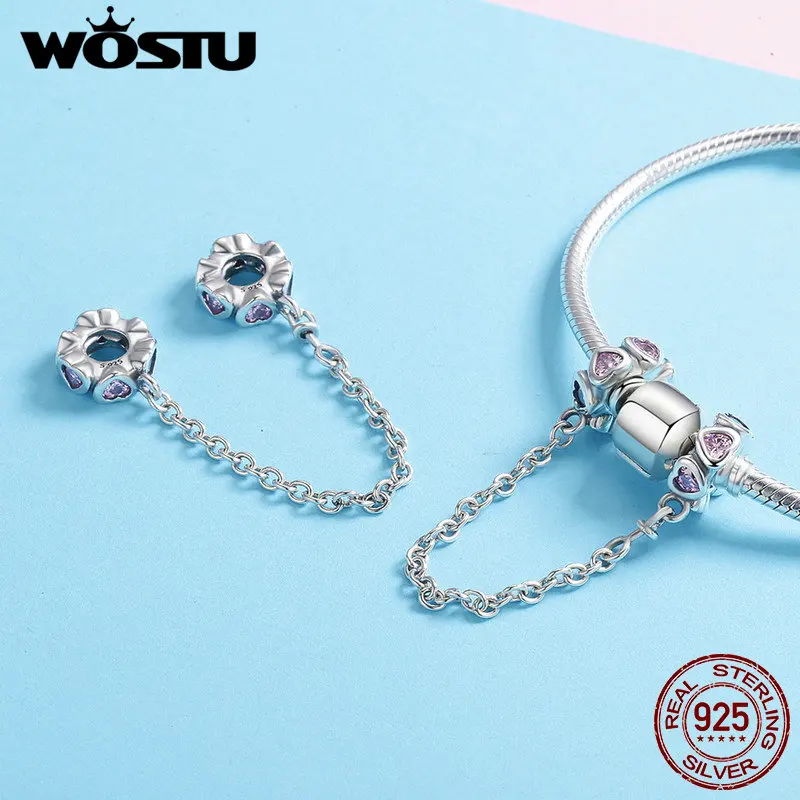 WOSTU, натуральная 925 пробы, серебро, Элегантное сердце, животный бисер, подходит для оригинального браслета, для женщин, модное ювелирное изделие, подарок SCC562