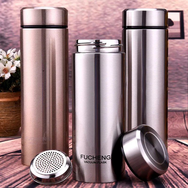 Чай Infuser изолированный для питья вакуумная Изолированная бутылка термочайник колба 400 мл тонкая форма