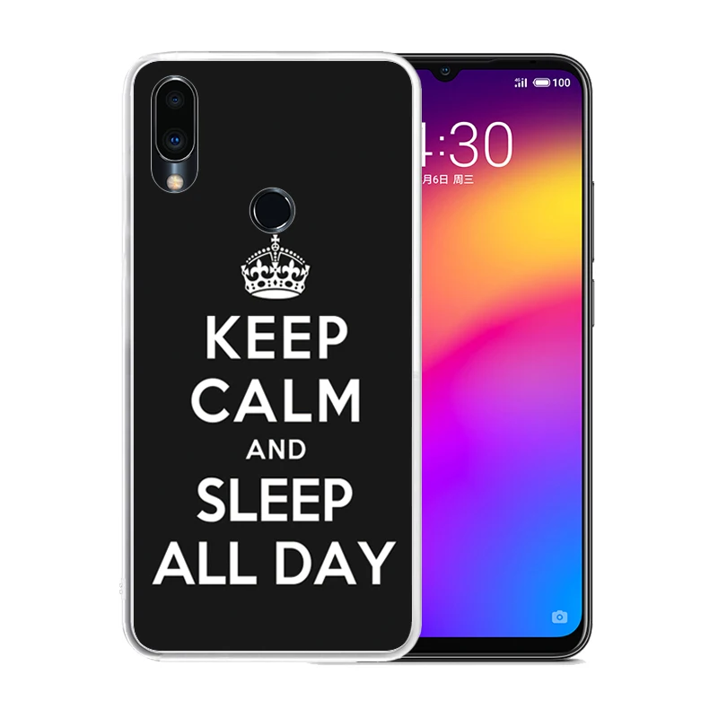 Soft Silicone Clear TPU Case for Meizu 16S Pro Note 9 M8 M6 15 Lite 16 Black Red Anti-Scratch Keep Calm and Carry On Cover | Мобильные