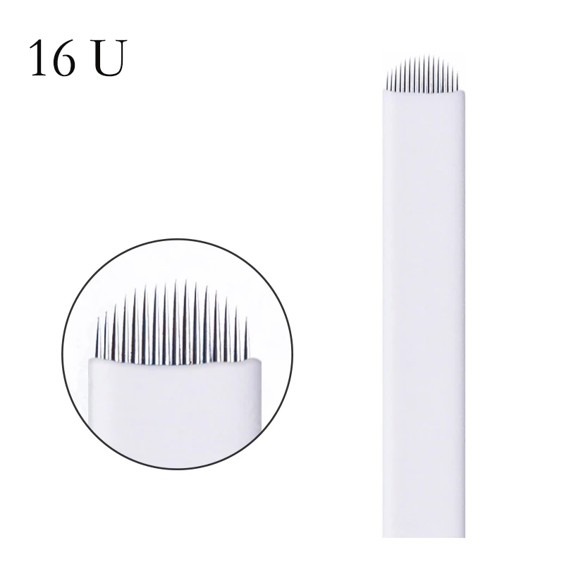 50 шт 16 Pin U Microblading иглы штифтов татуировки изогнутые для мерманентного макияжа