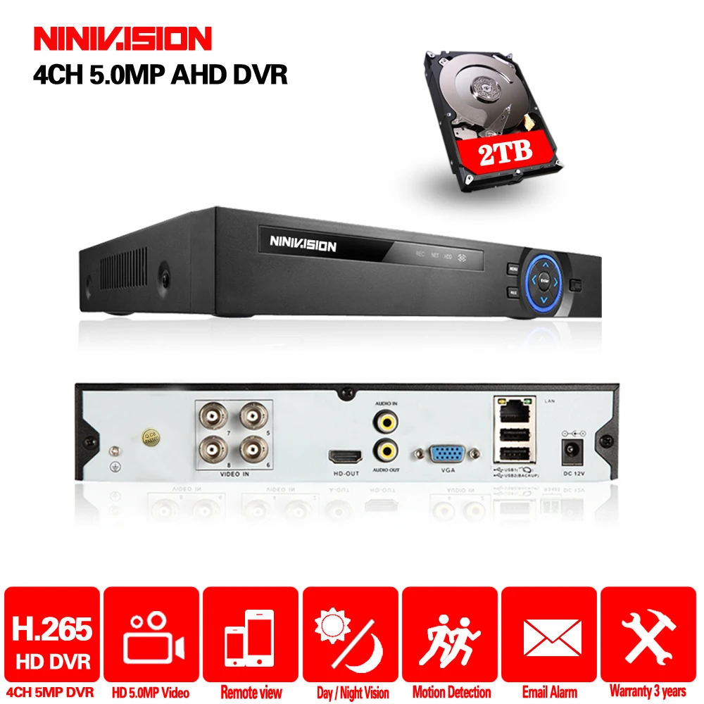NIVISION 4CH 5MP H.265 супер CCTV XVR AHD NVR DVR цифровой видеорегистратор для CVI TVI аналоговая IP