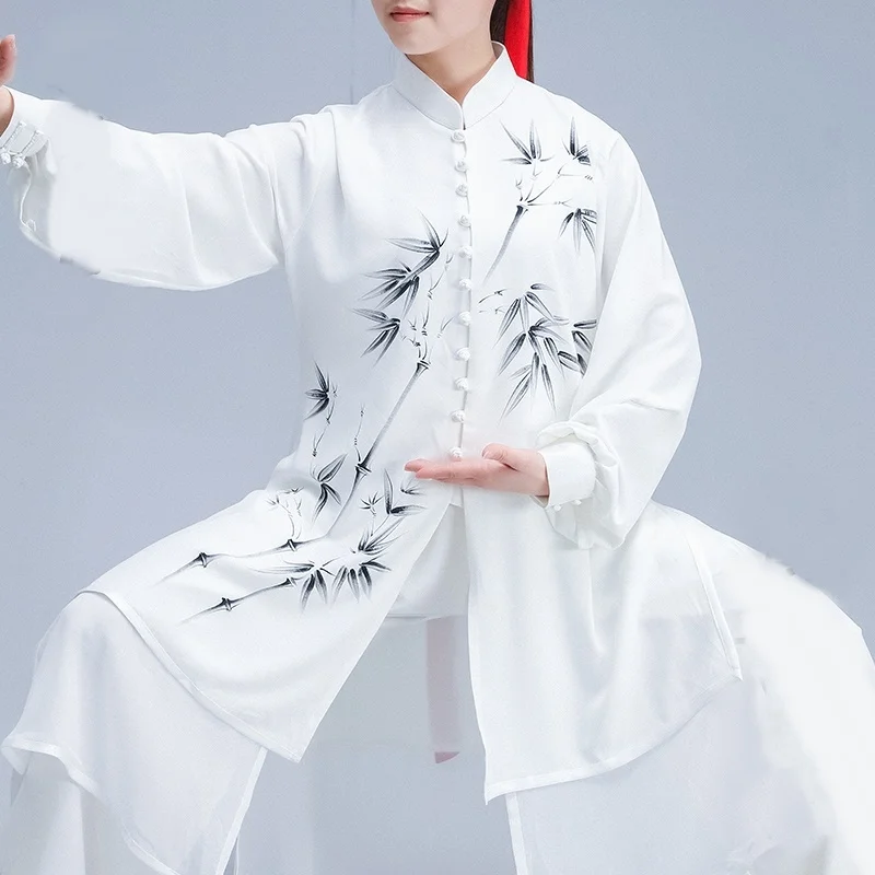 Tai Chi наряды традиционная китайская одежда для мужчин Мужская живопись бамбук крыло Chun Шанхай одежда Tang Wushu костюм TA1474