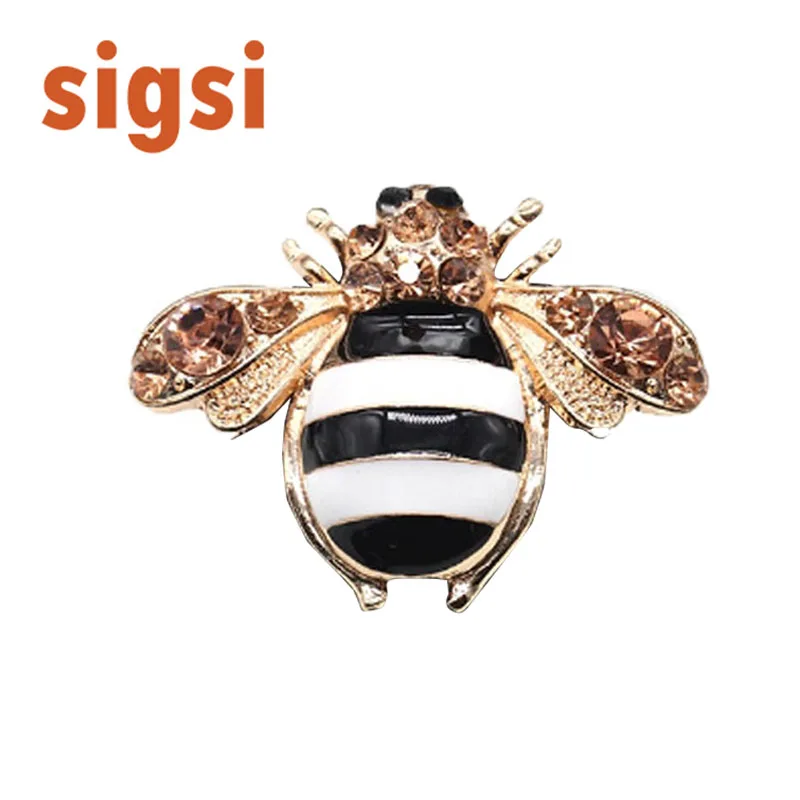 100pcs 40mm Fancy jewelry gold tone enamel rhinestone crystal cute honeybee/bee brooch pin/broach for party/gift | Украшения и