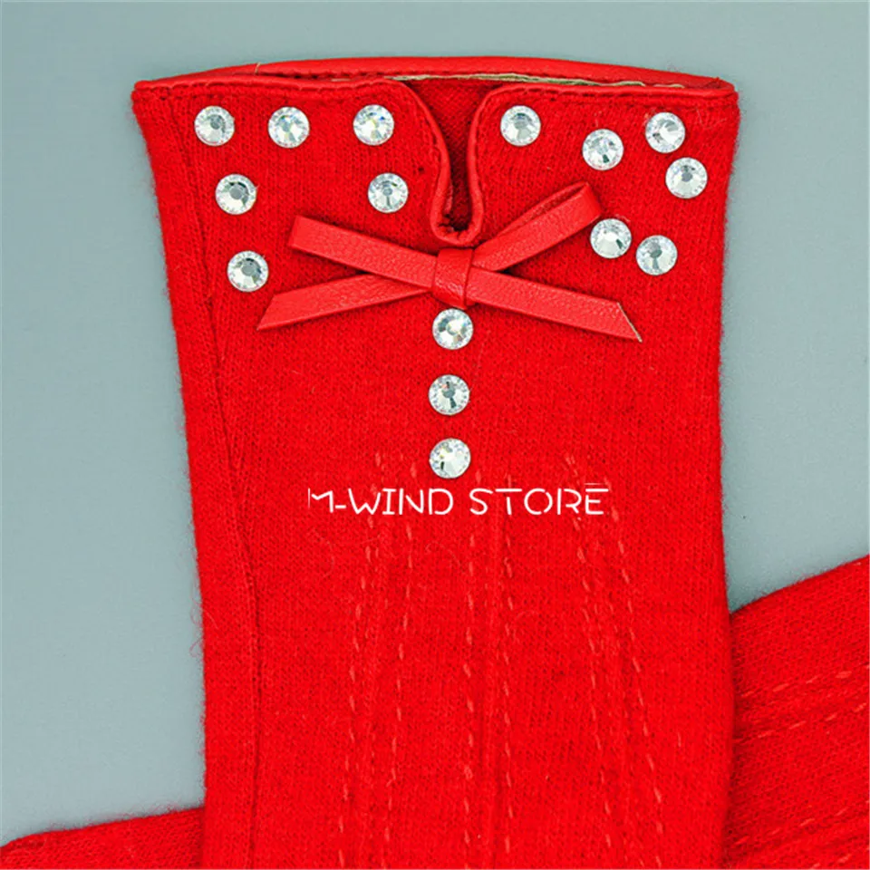 Женские перчатки невесты для девушек блестящие с бабочкой утолщенные