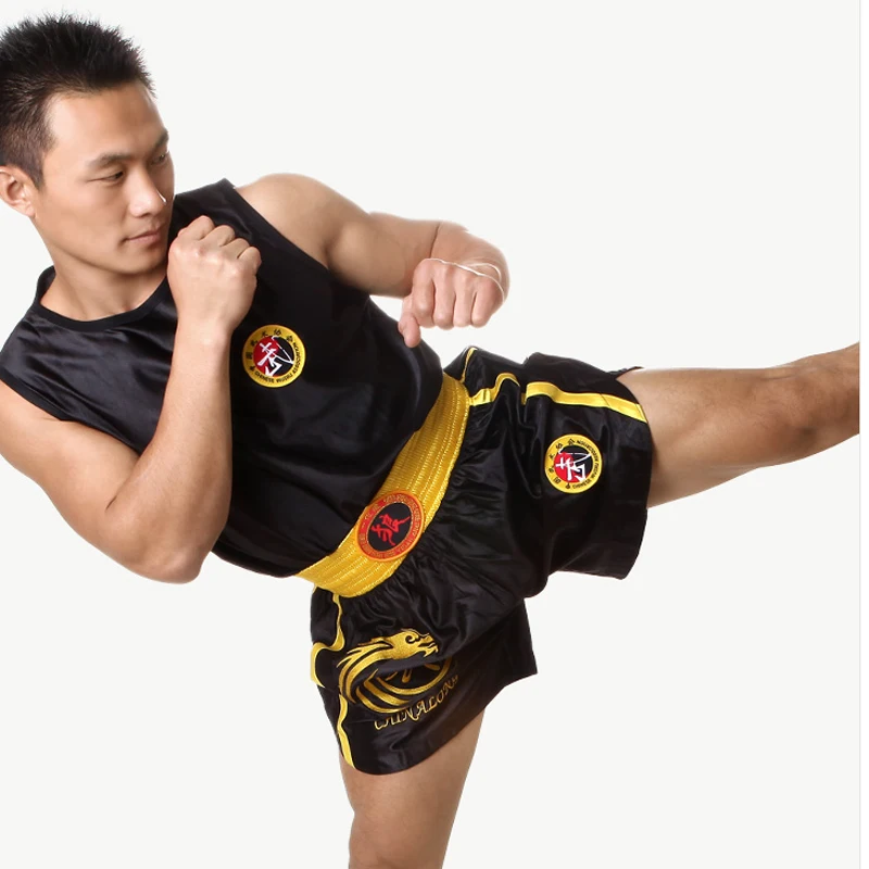 Мужской спортивный костюм с вышивкой дракона Санда вушу Муай Тай боксео ММА