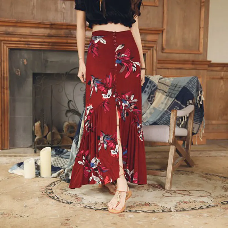 2017 Бохо люди русалка юбки имперский Высокая талия праздник Лето тропические