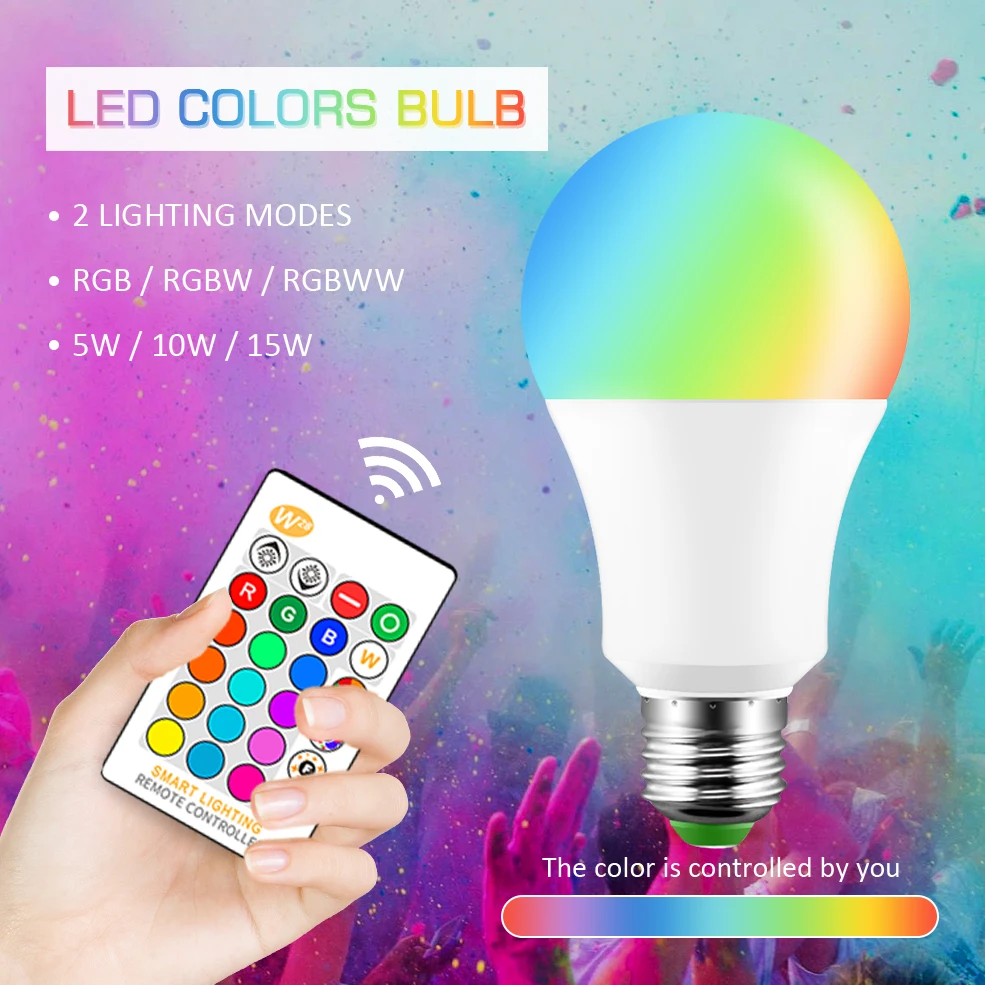 E27 светодиодная лампа 5 Вт 10 15 белый RGB Изменение цвета RGBW Волшебная умная 110 В 220