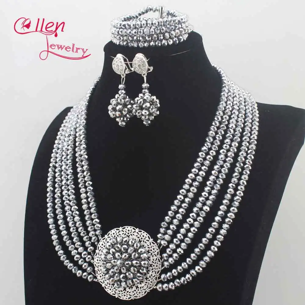 Cllen Lewelry Королевский Синий Зеленый Серебряный нигерийский Свадебный Африканский