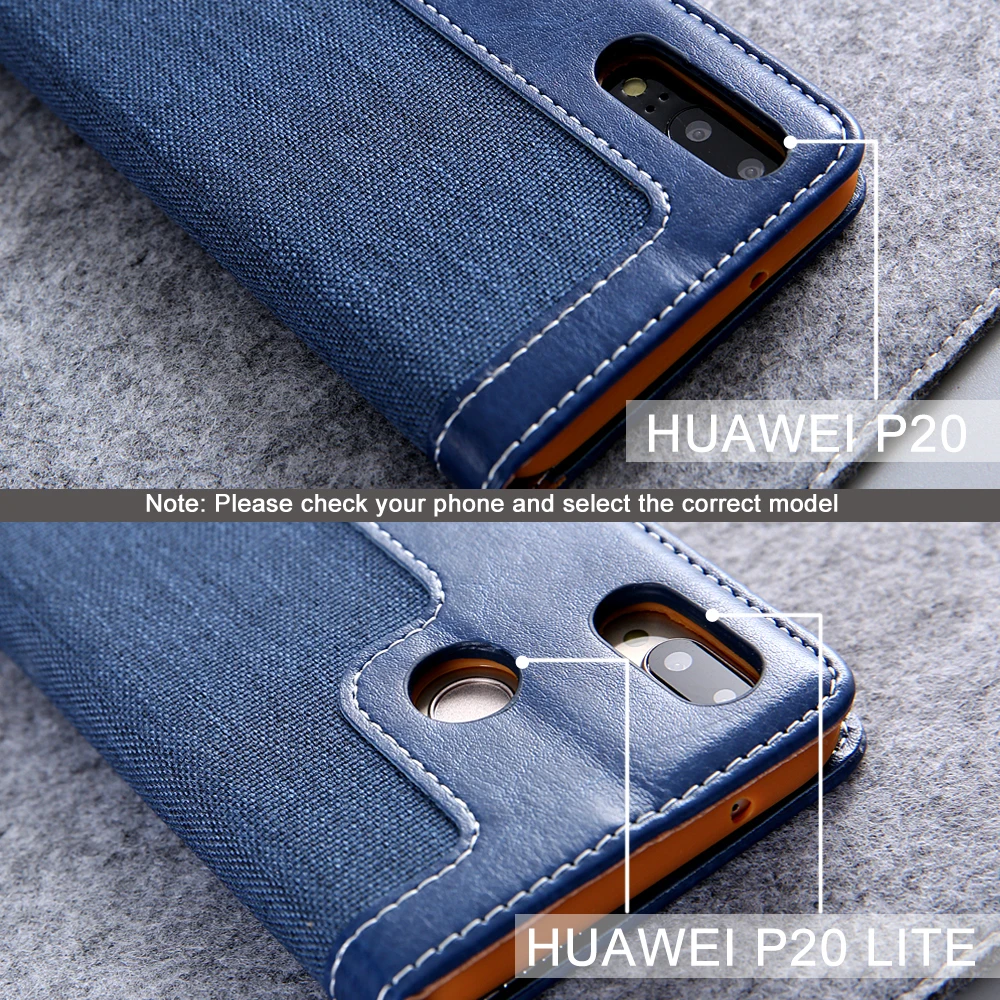 P20 Lite джинсовый кожаный чехол для Coque Huawei Магнитный кошелек Funda Pro Чехол