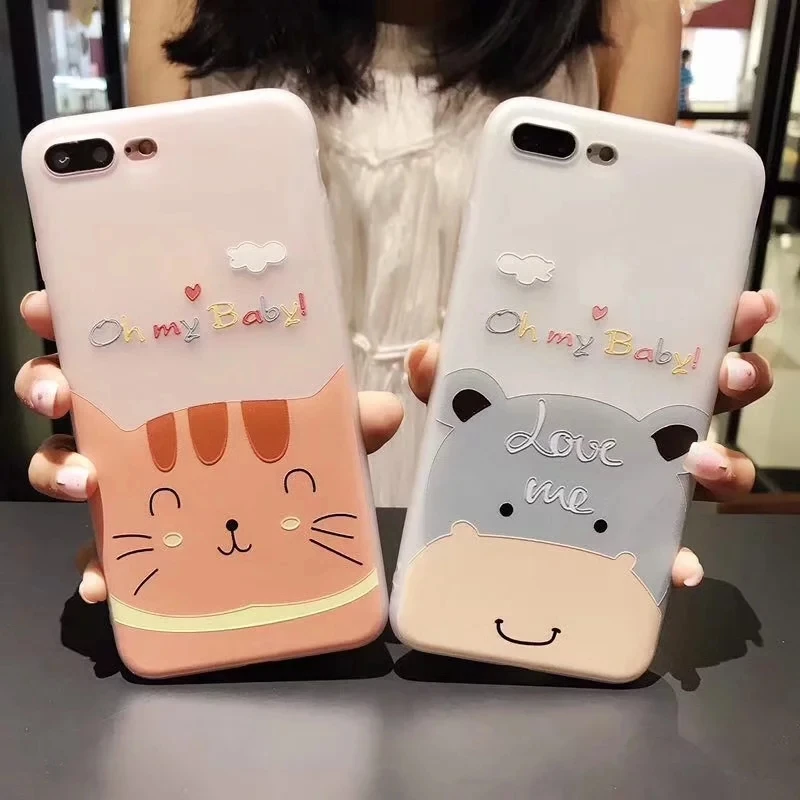 Мягкий матовый чехол из ТПУ с милым животным 3D рисунком для iPhone XS MAX XR, удобный пылезащитный чехол для iPhone X на 6 S 7 8 Plus