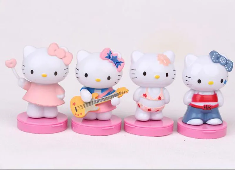 8 шт./компл. милый прекрасный рисунок Hello Kitty из ПВХ движущаяся фигурка белого и