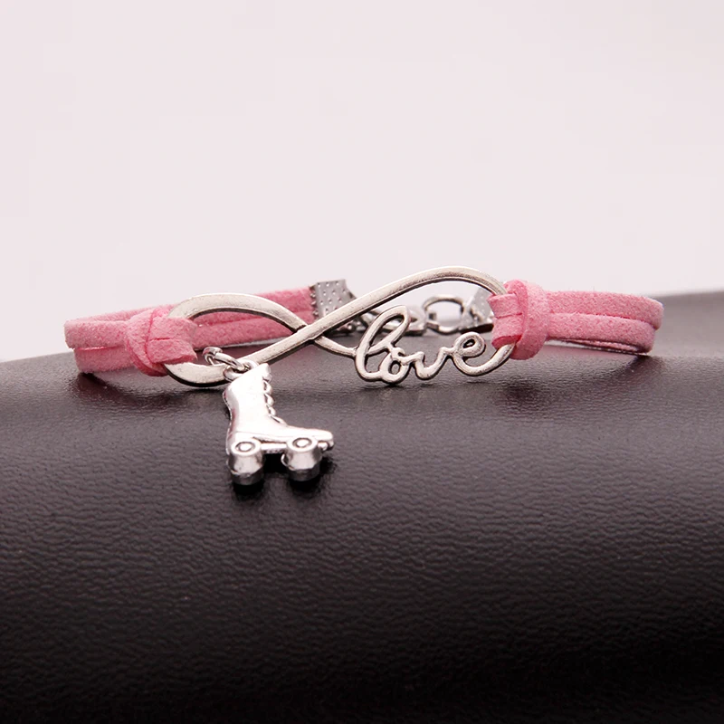 (10 шт./лот) браслет Бесконечность любовь роллер Скейт И Браслеты Шарм плетеный