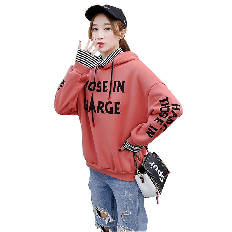 Осень зима женские футболки толстовки Новый стиль Мода с капюшоном плюс