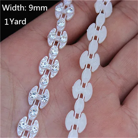 9mm 1yard 1 ярд, стразы, цепочка ABS, жемчужные бусины, кристальная цепочка, отделка, пришивка для DIY, Свадебный костюм с аппликацией, ювелирные изделия, аксессуары для рукоделия - Цвет: 9mm 1yard