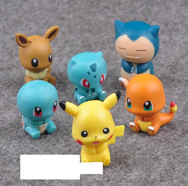 Супер-Милый Пикачу шармандер Bulbasaur Snorlax Evee 6 шт./компл. экшн-фигурки игрушки 5 см |