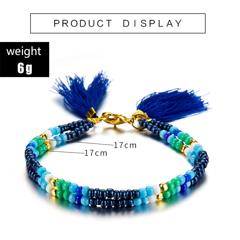 Boho Colorful Miyuki Small Beads Anklet Bracelet Handmade Halhal Tassel Ankle For Women Sexy Beach Jewelry enkelbandje Female