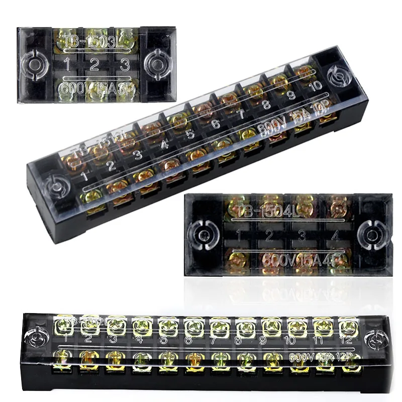 1 шт. 600V 15A TB1503 TB1504 TB1505 TB1506 TB1508 TB1510 TB1512 позиции винт Электрический проводное соединение барьер Клеммная колодка