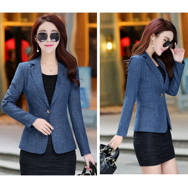Женские деловые костюмы весна-осень 2019 офисные женские блейзеры на одной