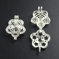 1pcs plum blossom open pearl cage locket essential oil diffuser pendant beads cage jewelry making supplies fun gifts