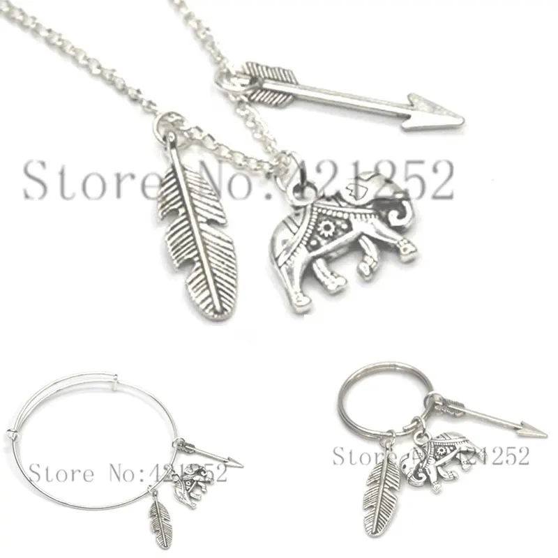 12 шт. ожерелье в виде слона брелок-браслет с подвеской из искусственных перьев