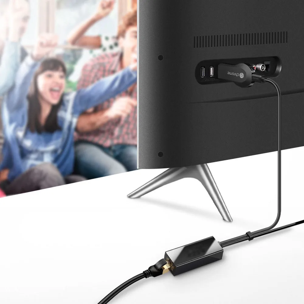 Самоклеющийся интерфейс для ТВ кабель HD 480 Мбит Micro USB2.0 к RJ45 адаптера Ethernet 10/100 Мбит/с для своих ТВ/Google дома/Chromecast