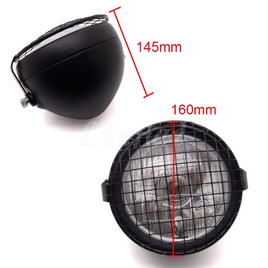 Мотоциклетная черная металлическая Ретро фара с грилем боковым креплением маска