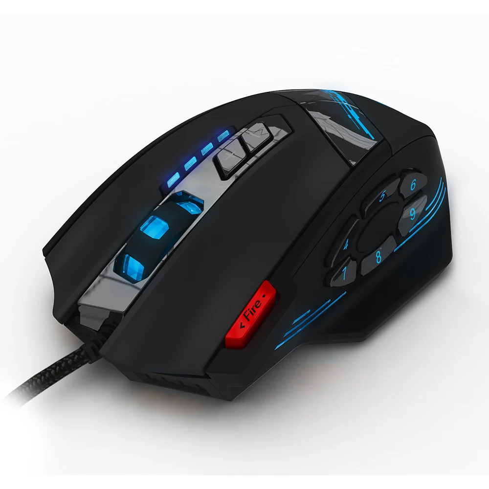 Проводная USB оптическая игровая мышь ZELOTES с 12 программируемыми кнопками