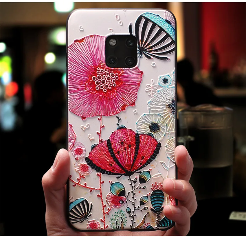 Чехол из ТПУ с объемными рельефными цветами для huawei mate 10 20 Pro Lite P20 P10 чехол Honor 8 9 Nova