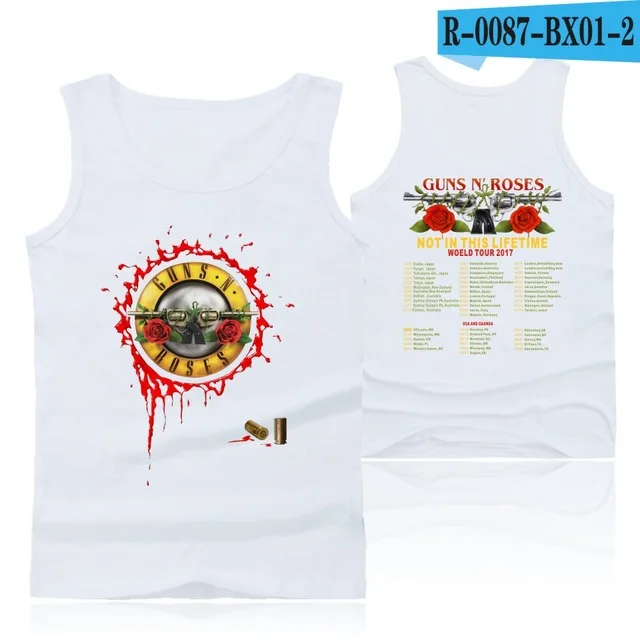 white GUNS N ROSES, панковские майки для фитнеса, майка без рукавов, летняя майка, майка для спортзала, Мужская одежда для бодибилдинга, ружья и розы - Цвет: white