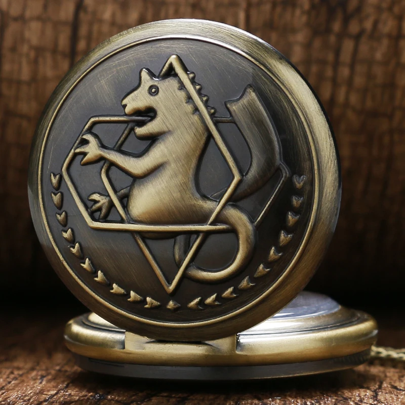 Винтажные кварцевые карманные часы с анимацией из бронзы в стиле